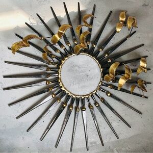 Brutalist brass MCM brass birds wall sculpture, Silas Seandel style